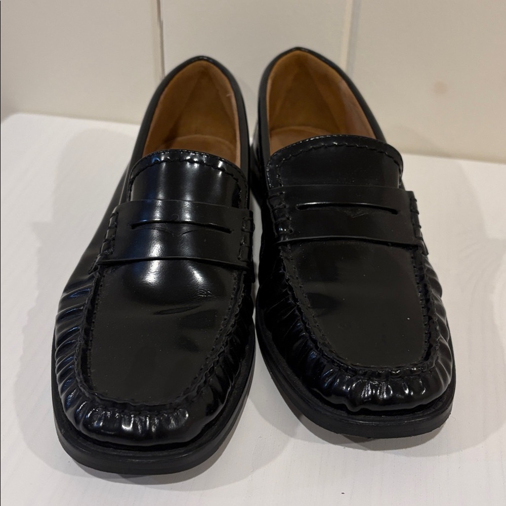 Massimo Dutti Black Leather Penny Loafers - Picture 2 of 7